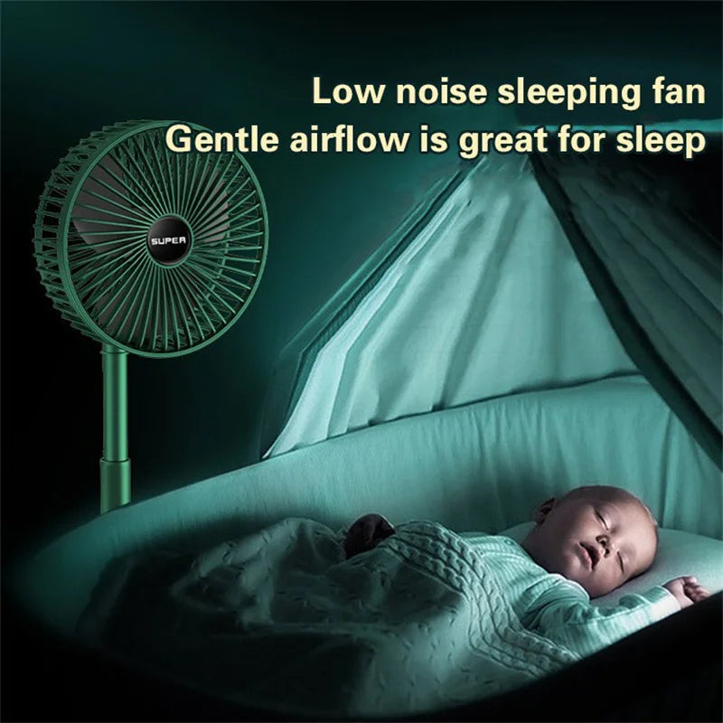 Rechargeable - Portable Telescopic Folding Fan Table Desk Fan | 3 Speeds Adjustable height Fan (Random color)