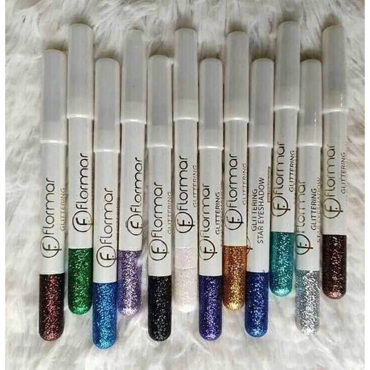 Pack of 12 Flormar Glitter multipurpose pencils Glitter Eyeliner Pencils - Metallic Colors Eyeliners Eyeshadow Pencil Set, Natural Long Lasting (Random Color)