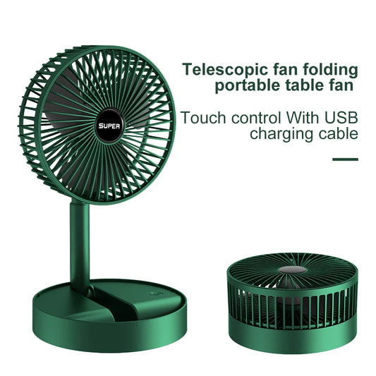 Rechargeable - Portable Telescopic Folding Fan Table Desk Fan | 3 Speeds Adjustable height Fan (Random color)